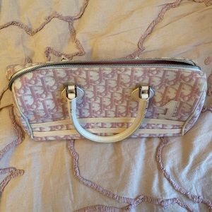 Dior pink monogram pouch bag